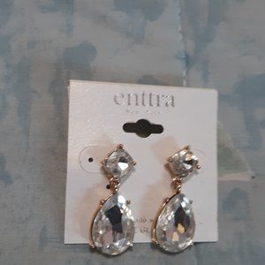 Enttra Genuine Clear Glass Bead Earrings